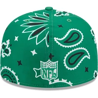 Men's New Era Kelly Green Philadelphia Eagles Throwback Paisley 59FIFTY Fitted Hat