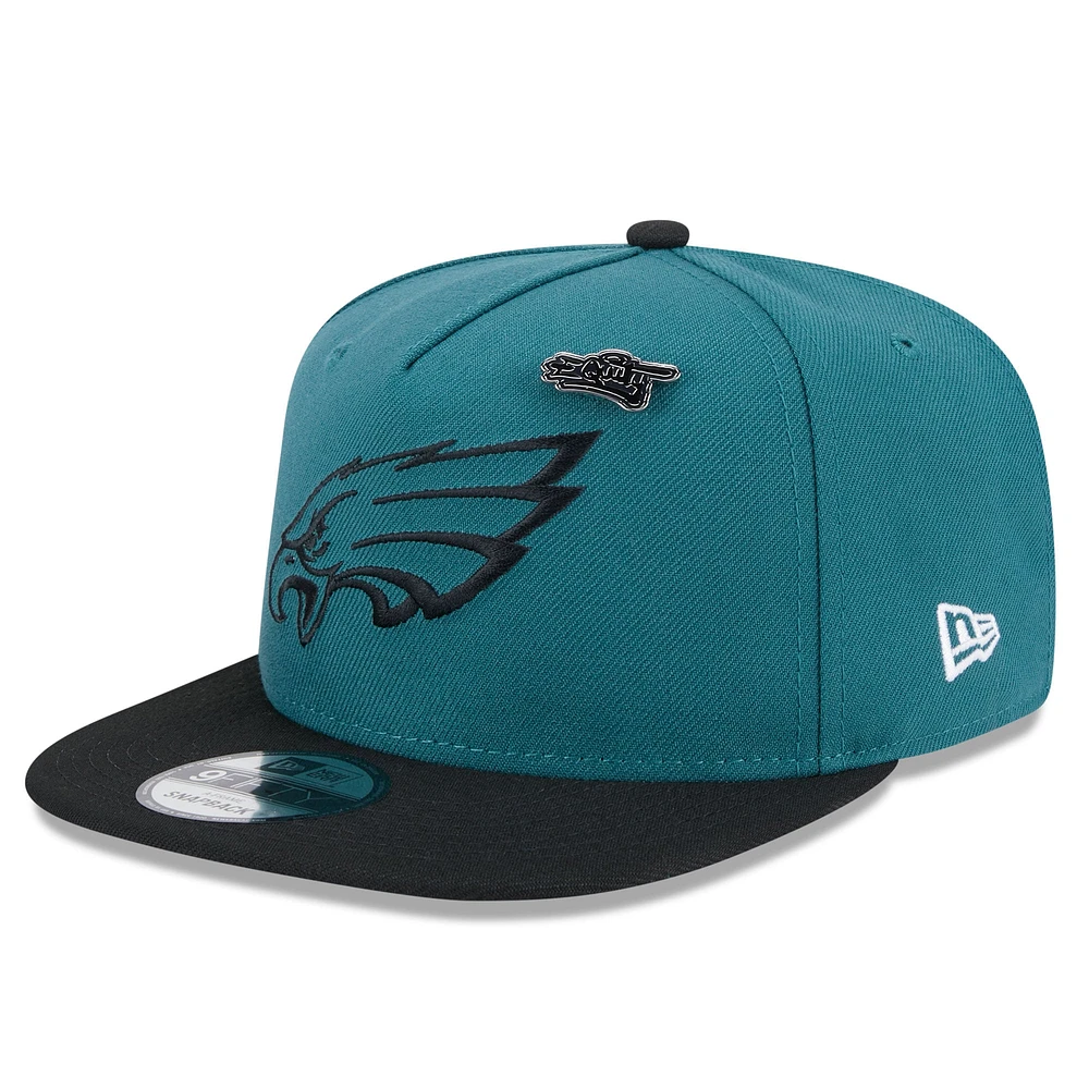 Casquette Snapback A-Frame 9FIFTY Philadelphia Eagles 2024 Inspire Change pour homme New Era vert nuit/noir