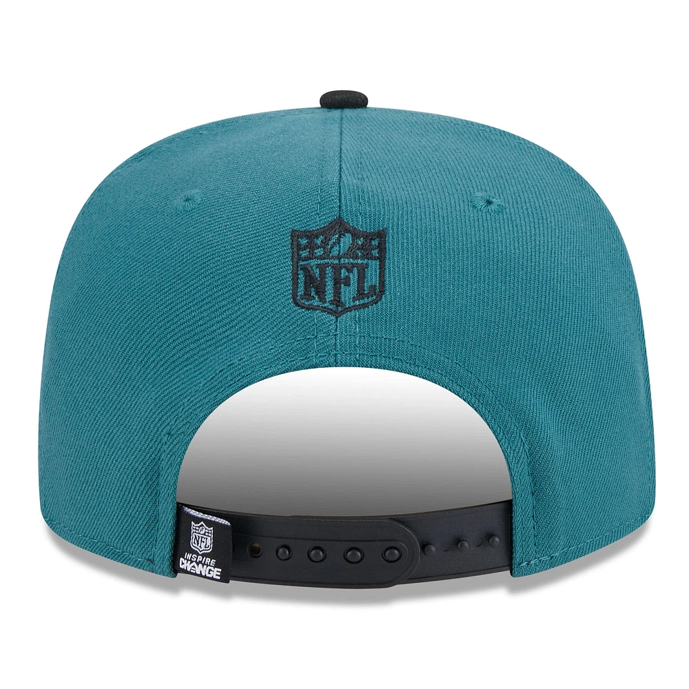 Casquette Snapback A-Frame 9FIFTY Philadelphia Eagles 2024 Inspire Change pour homme New Era vert nuit/noir