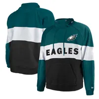 Men's New Era Midnight Green/Black Philadelphia Eagles Big & Tall Current  Team Colorblock Fleece Raglan Pullover Hoodie