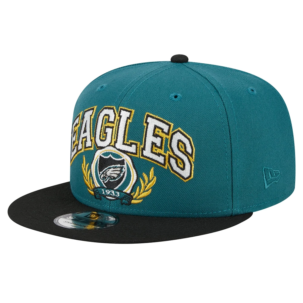 Casquette Snapback 9FIFTY Snapback de l'équipe des Philadelphia Eagles New Era pour hommes, vert nuit/noir