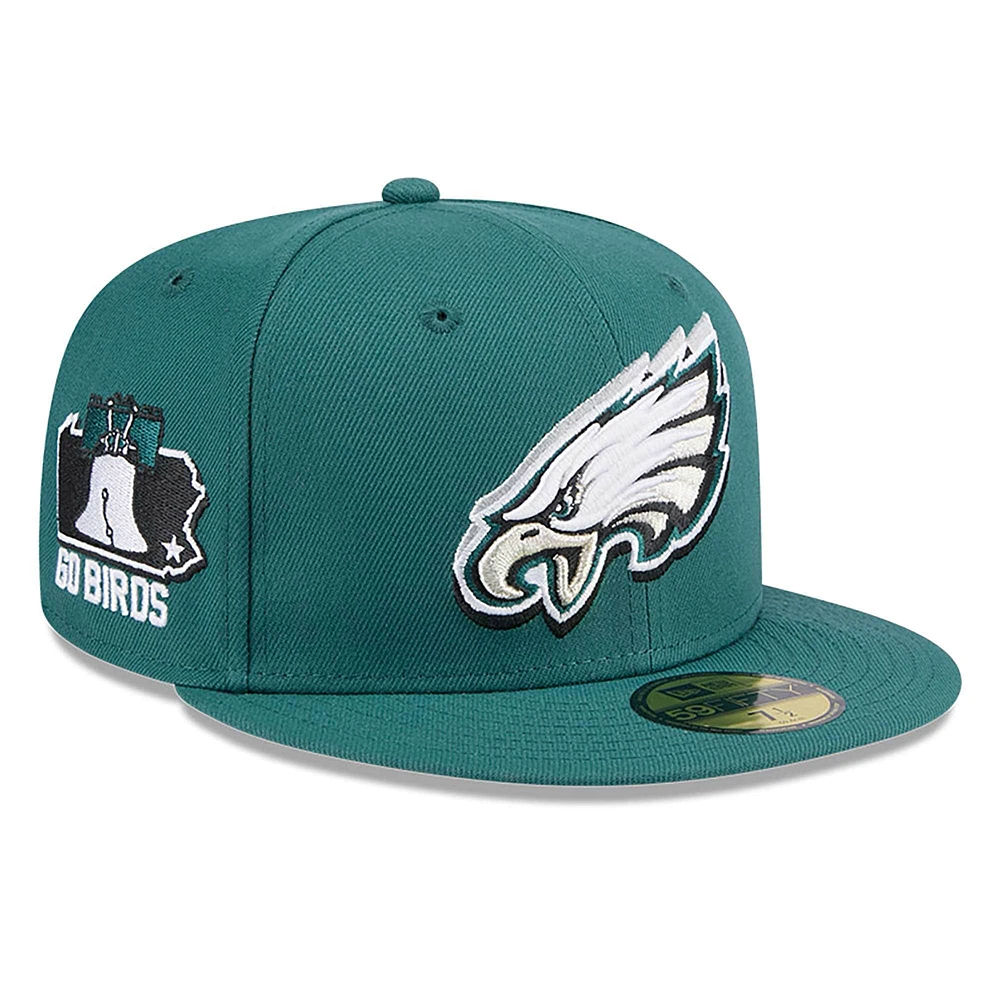 Casquette ajustée 59FIFTY NFL Draft vert nuit New Era pour hommes des Eagles de Philadelphie