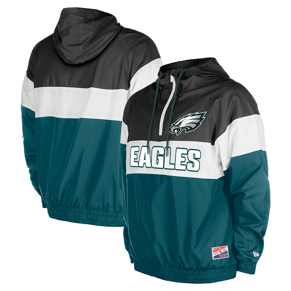 Veste coupe-vent à glissière quart de tour raglan Philadelphia Eagles 3rd Down New Era pour homme, vert nuit