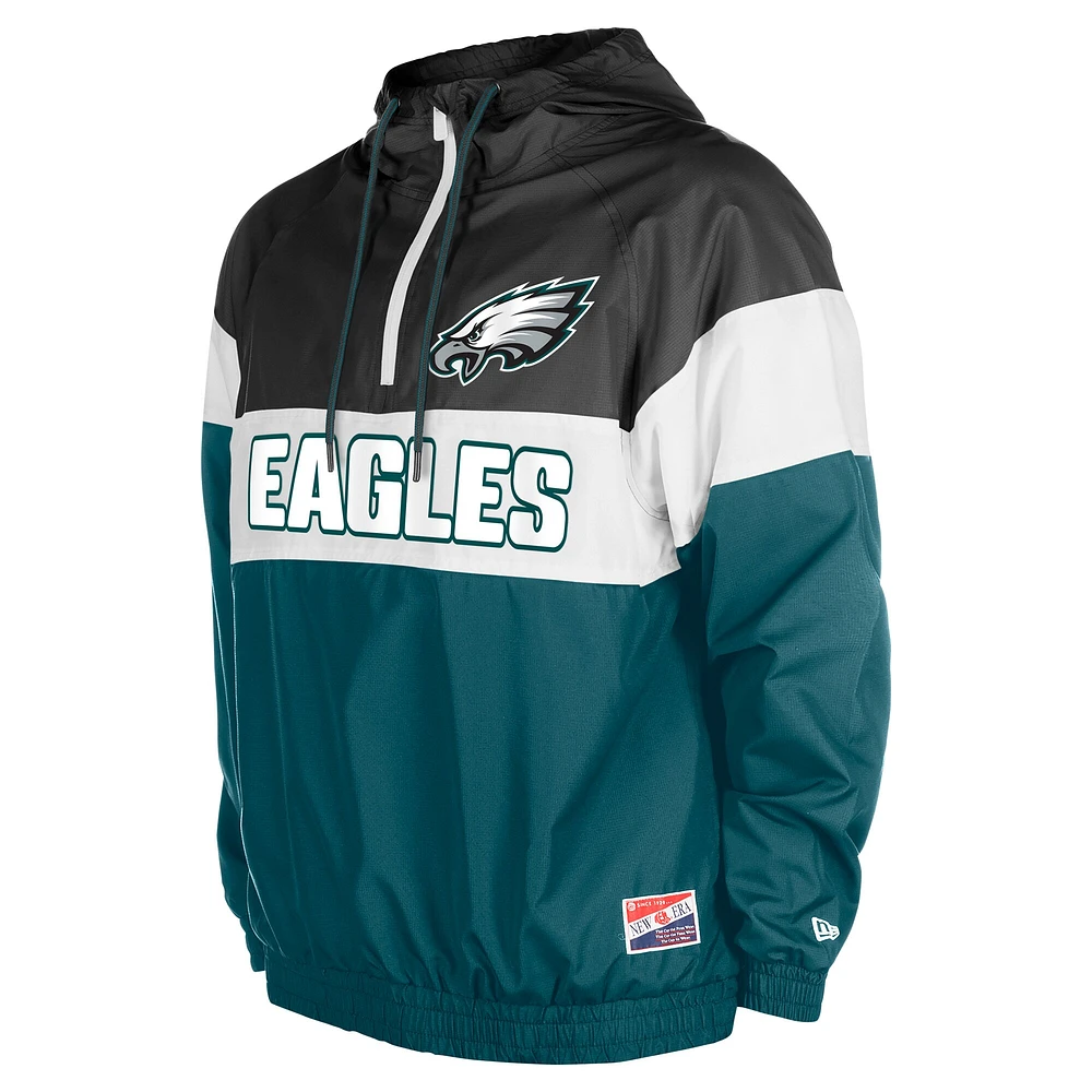 Veste coupe-vent à glissière quart de tour raglan Philadelphia Eagles 3rd Down New Era pour homme, vert nuit