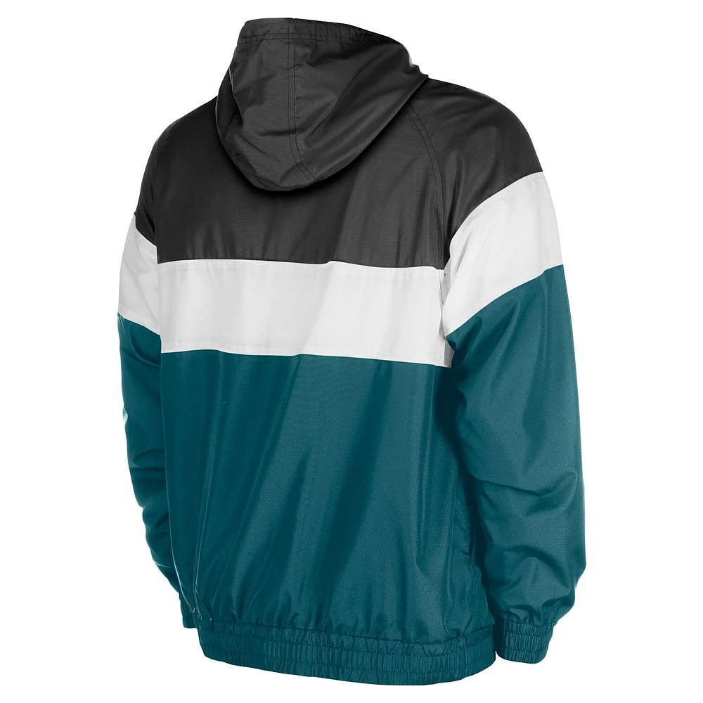 Veste coupe-vent à glissière quart de tour raglan Philadelphia Eagles 3rd Down New Era pour homme, vert nuit