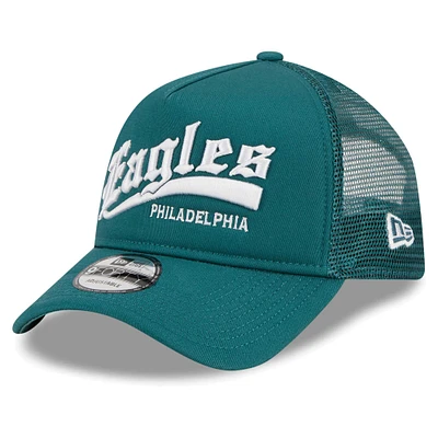 Casquette réglable New Era pour hommes, vert nuit, Caliber Trucker 9FORTY des Eagles de Philadelphie