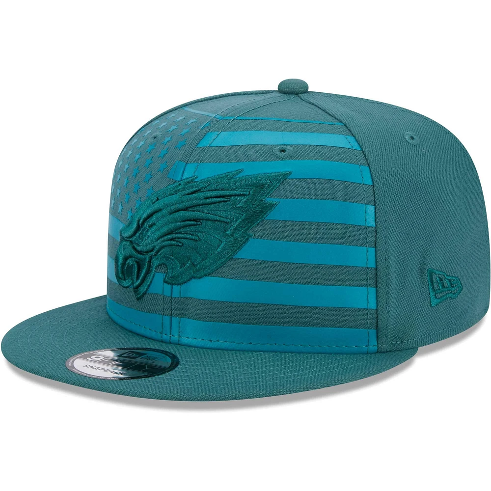 Casquette snapback 9FIFTY indépendante vert nuit des Philadelphia Eagles New Era pour hommes