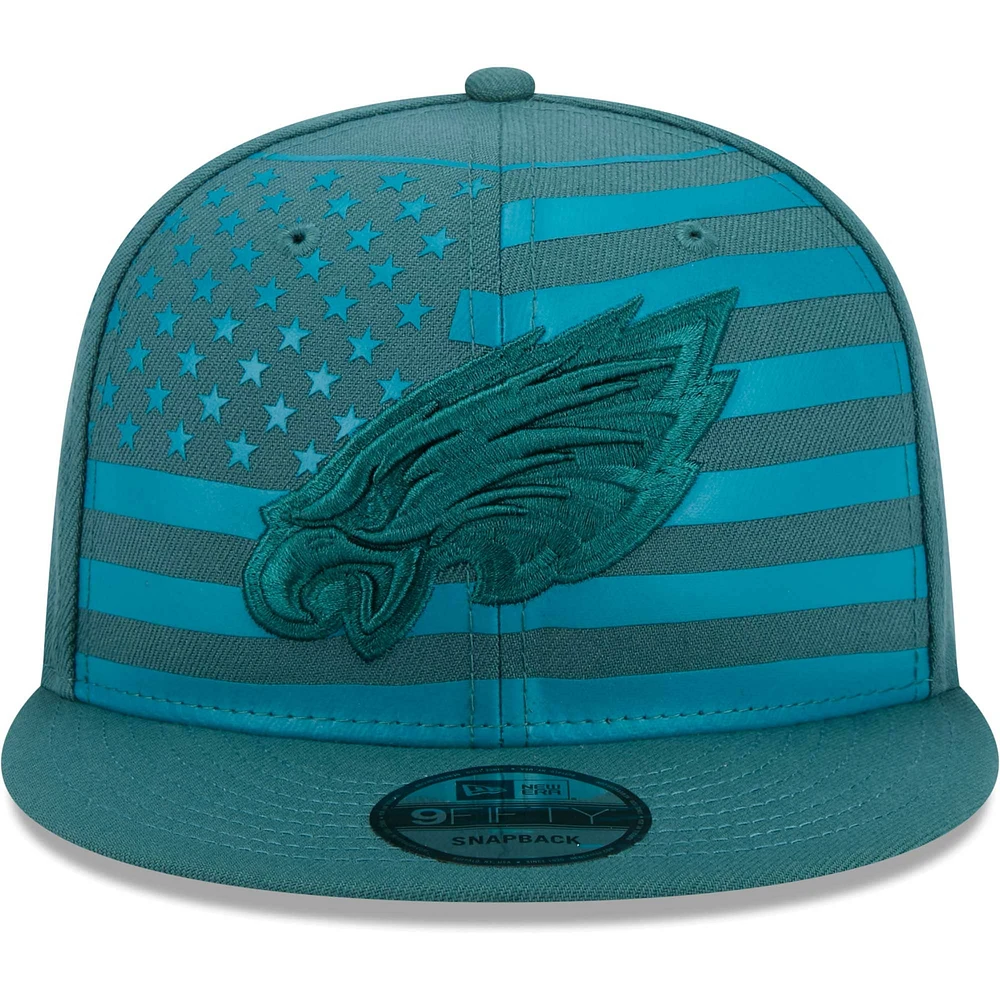 Casquette snapback 9FIFTY indépendante vert nuit des Philadelphia Eagles New Era pour hommes