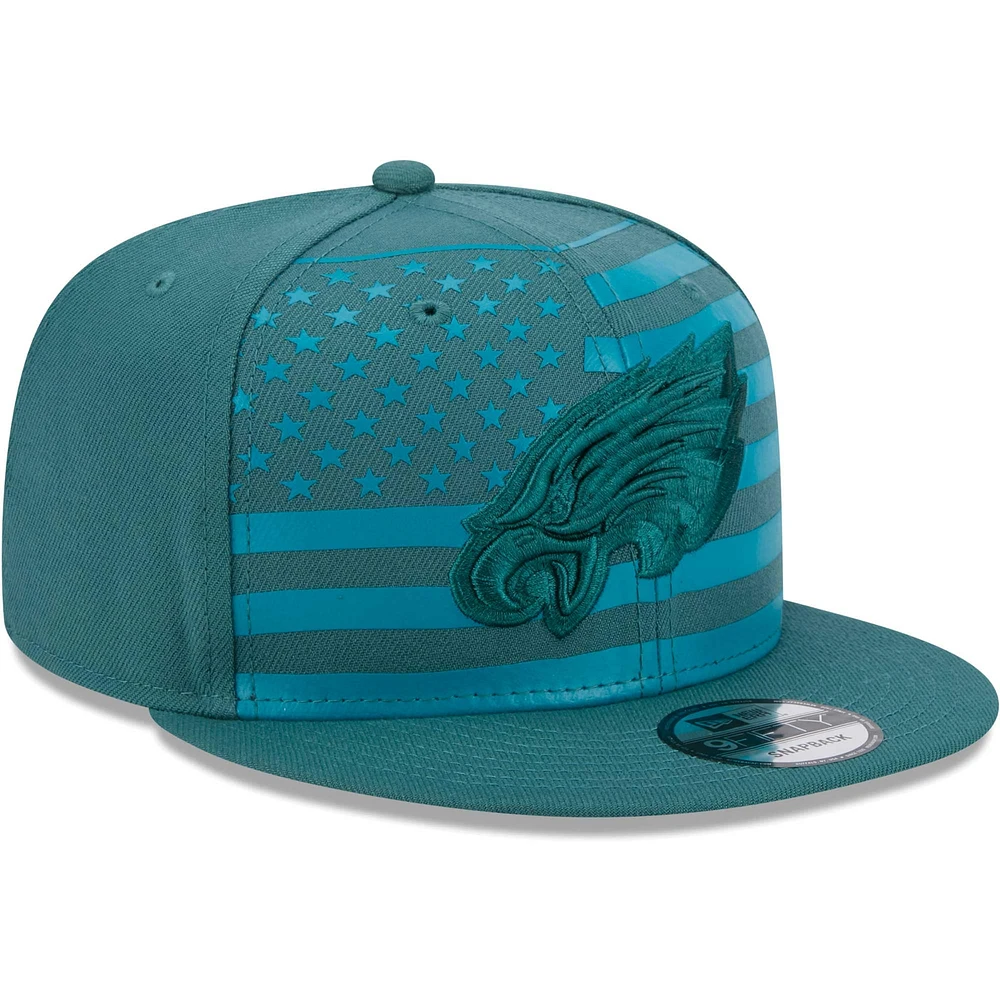 Casquette snapback 9FIFTY indépendante vert nuit des Philadelphia Eagles New Era pour hommes