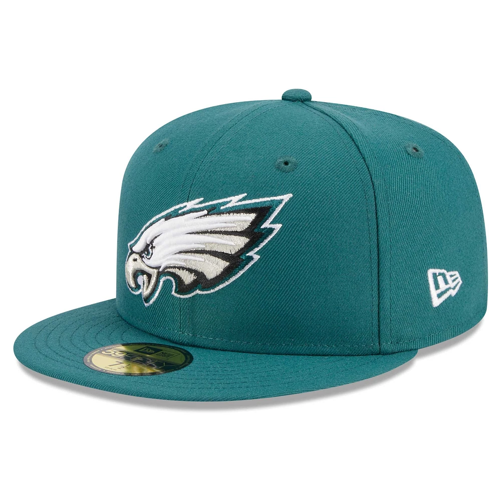 Casquette ajustée 59FIFTY New Era pour hommes des Philadelphia Eagles Main Patch vert nuit