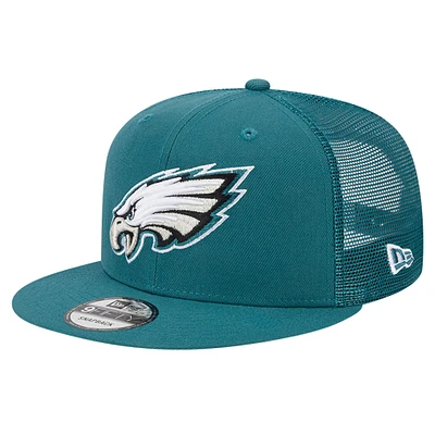 Casquette Snapback 9FIFTY Main Trucker des Philadelphia Eagles New Era vert nuit pour hommes