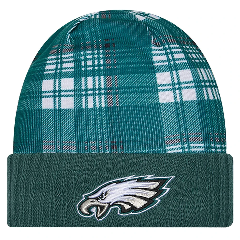 Men's New Era Midnight Green Philadelphia Eagles Sideline Statement Cuffed Knit Hat