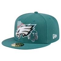 Men's New Era Midnight Green Philadelphia Eagles State Stitch 59FIFTY Fitted Hat