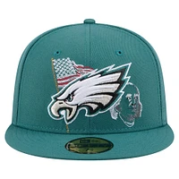 Men's New Era Midnight Green Philadelphia Eagles State Stitch 59FIFTY Fitted Hat