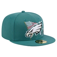 Men's New Era Midnight Green Philadelphia Eagles State Stitch 59FIFTY Fitted Hat