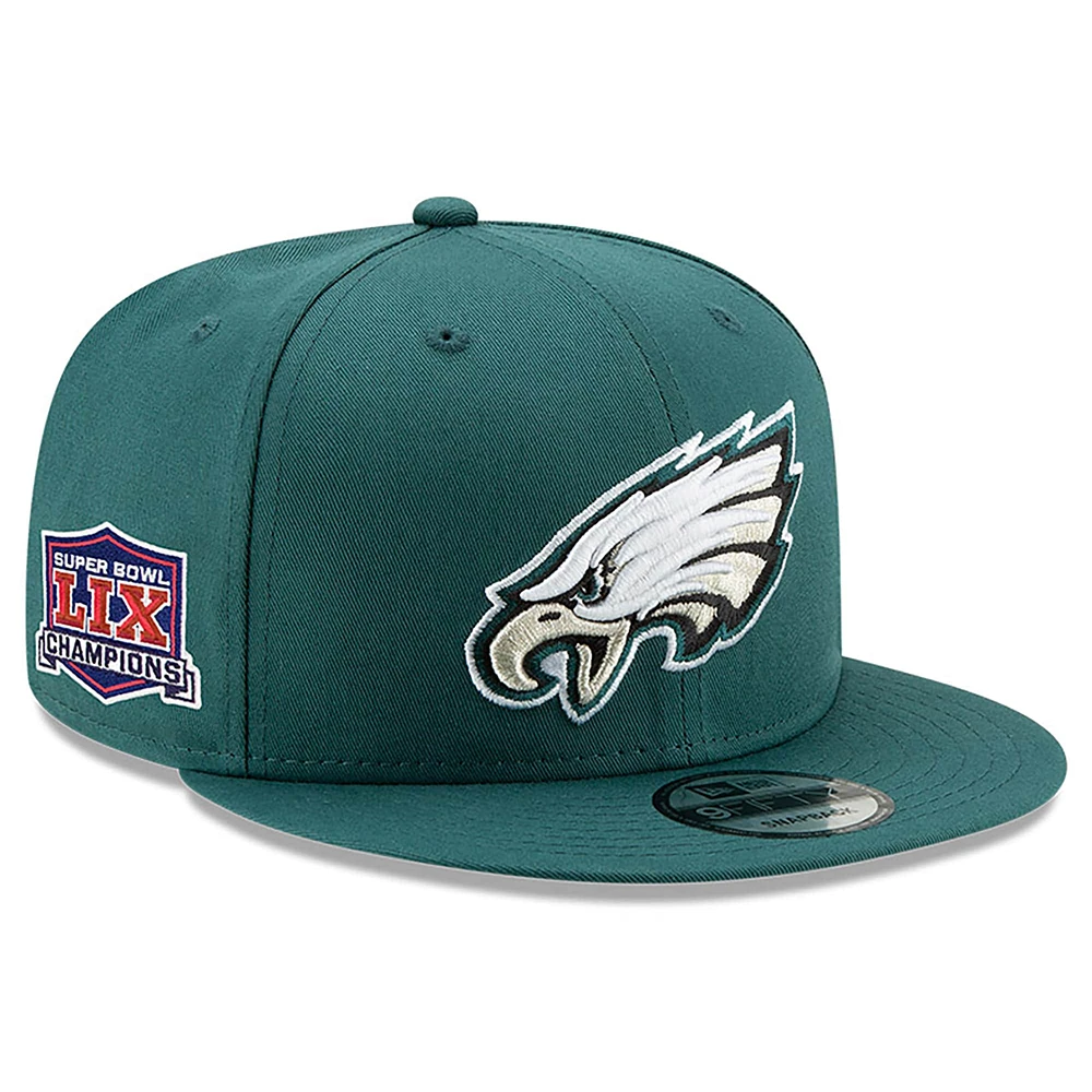 Men's New Era  Midnight Green Philadelphia Eagles Super Bowl LIX Champions Side Patch 9FIFTY Snapback Hat