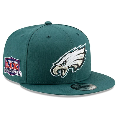 Men's New Era  Midnight Green Philadelphia Eagles Super Bowl LIX Champions Side Patch 9FIFTY Snapback Hat