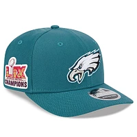 Men's New Era  Midnight Green Philadelphia Eagles Super Bowl LIX Champions Side Patch 9SEVENTY Adjustable Hat