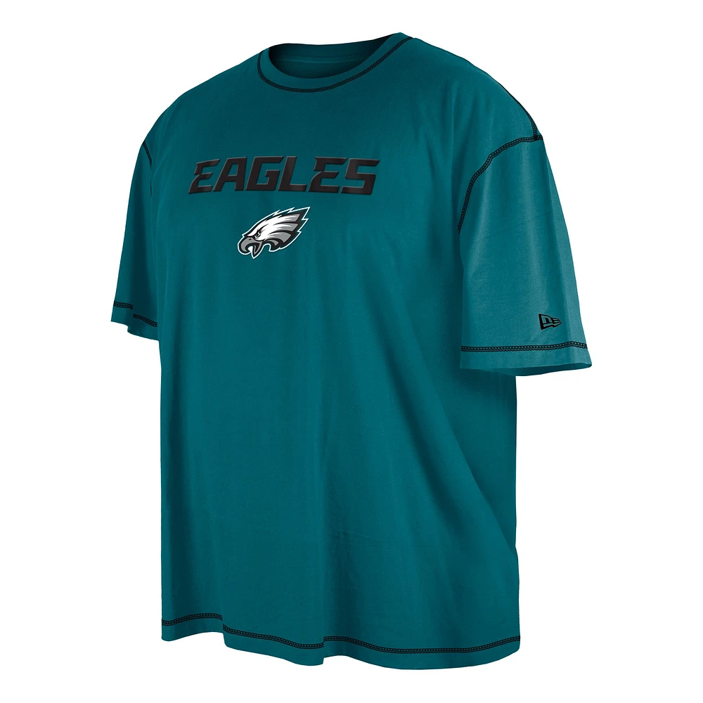 Men's New Era Midnight Green Philadelphia Eagles Third Down Big & Tall Puff Print T-Shirt