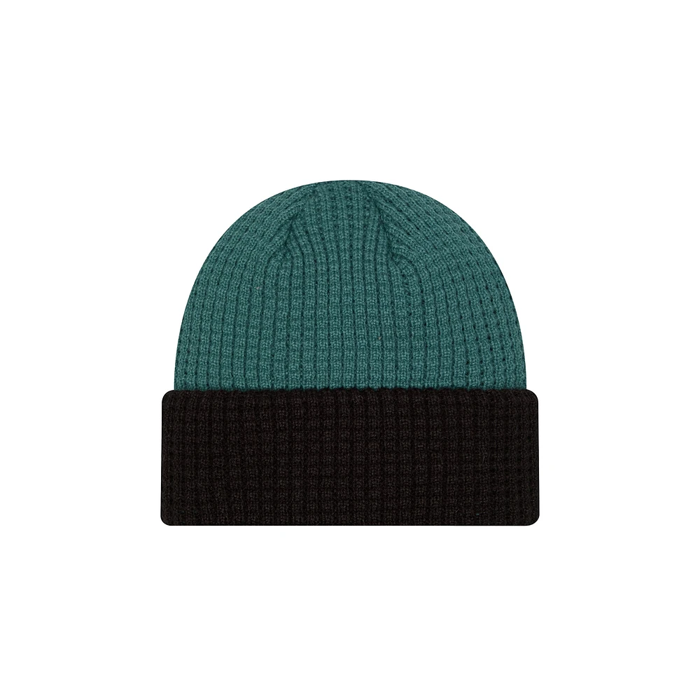 Bonnet en tricot gaufré à revers Kelly Green Philadelphia Eagles de New Era pour homme