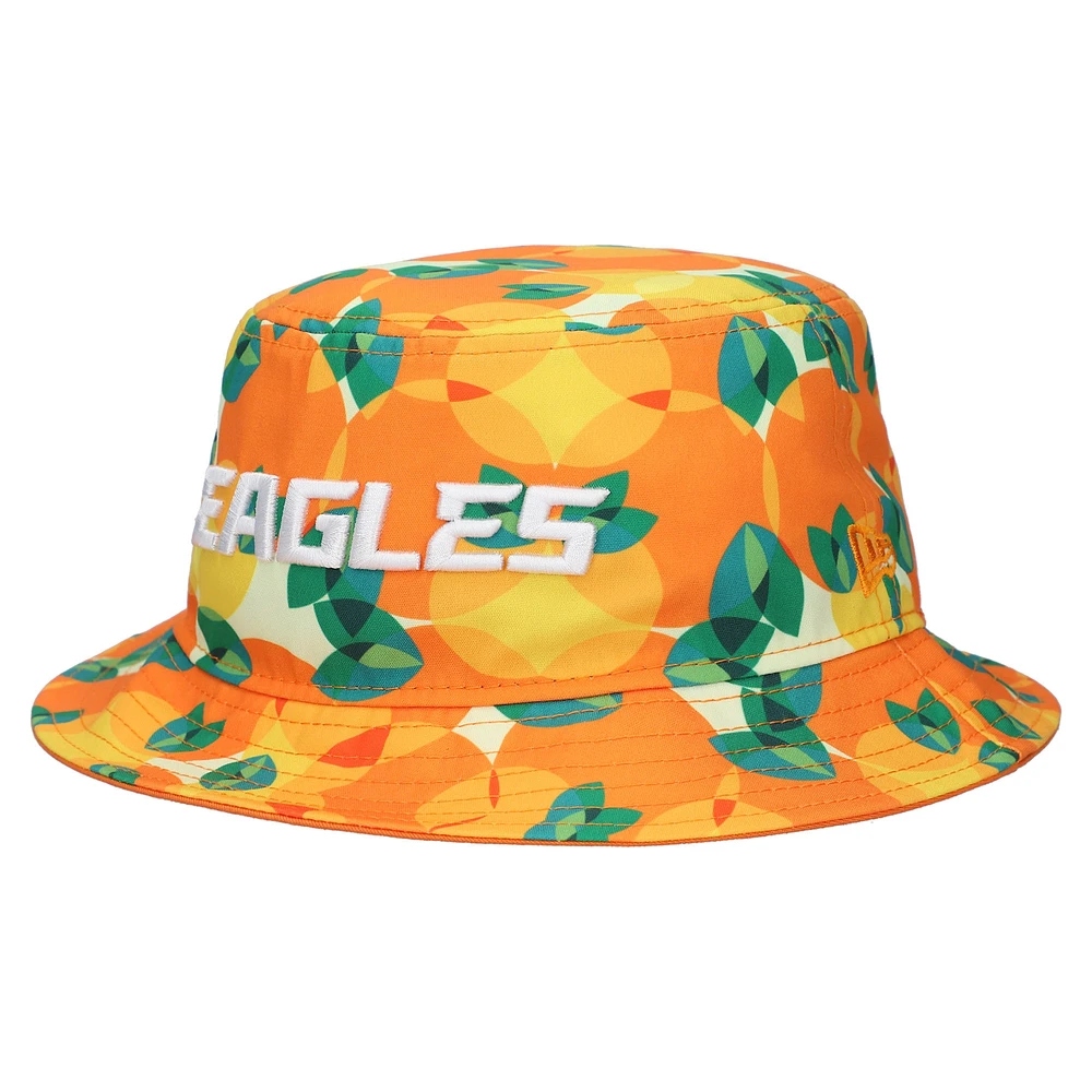 Men's New Era Orange Philadelphia Eagles Citrus Bucket Hat