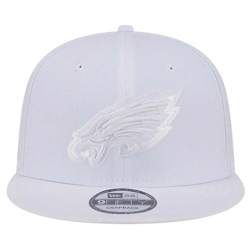 Casquette Snapback 9FIFTY Main Blanc sur Blanc des Eagles de Philadelphie New Era pour hommes