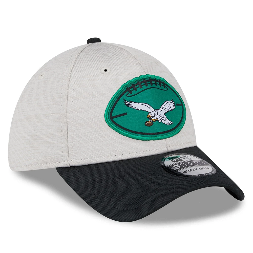 Casquette 39THIRTY Flex historique pour homme Philadelphia Eagles 2024 New Era Stone/Black