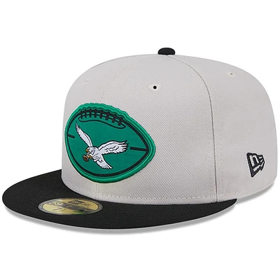 Casquette ajustée 59FIFTY Sideline Historic 2024 des Philadelphia Eagles de New Era pour homme, couleur pierre/noir