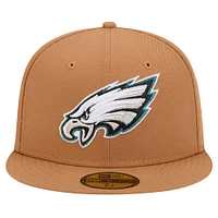 Men's New Era Tan Philadelphia Eagles Color Pack 59FIFTY Fitted Hat with Side Patch