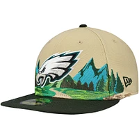 Men's New Era Tan Philadelphia Eagles Landscape 59FIFTY Fitted Hat