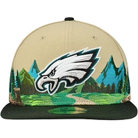 Men's New Era Tan Philadelphia Eagles Landscape 59FIFTY Fitted Hat