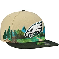 Men's New Era Tan Philadelphia Eagles Landscape 59FIFTY Fitted Hat