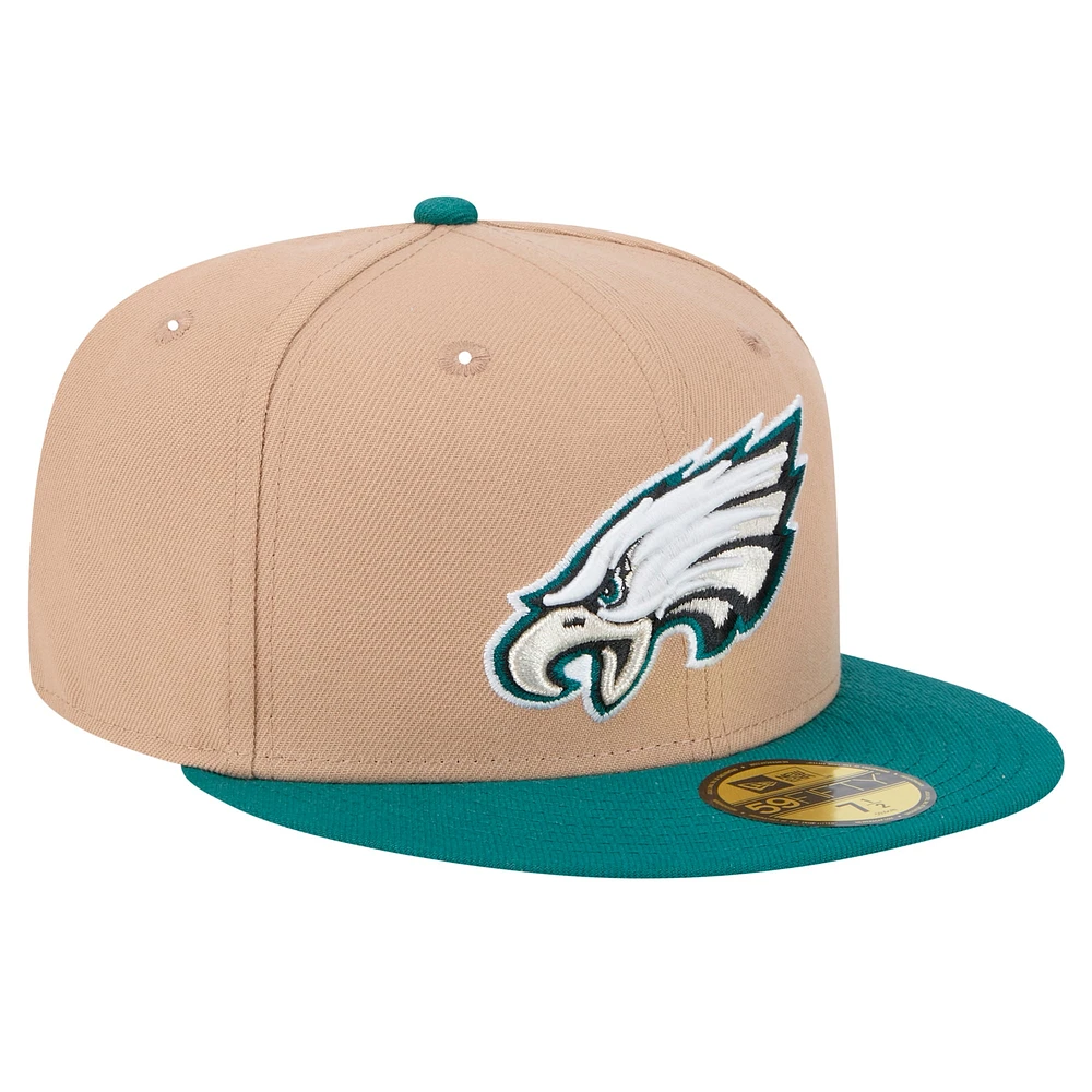 Men's New Era Tan Philadelphia Eagles  Logo Main 59FIFTY Fitted Hat