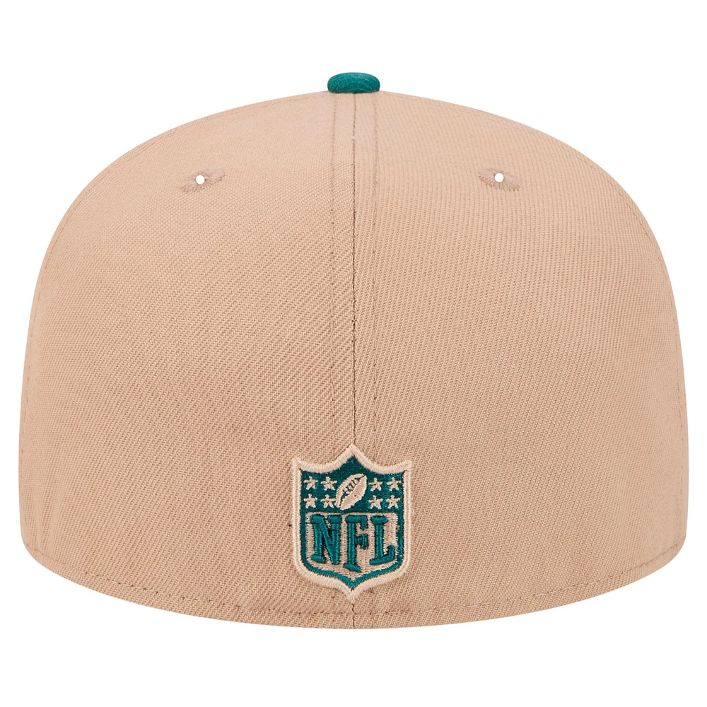 Men's New Era Tan Philadelphia Eagles  Logo Main 59FIFTY Fitted Hat