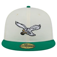 Men's New Era  White/Kelly Green Philadelphia Eagles Throwback Main 59FIFTY Fitted Hat