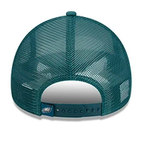 Casquette ajustable 9FORTY Stacked A-Frame Trucker 9FORTY des Philadelphia Eagles New Era pour hommes, blanc/vert minuit