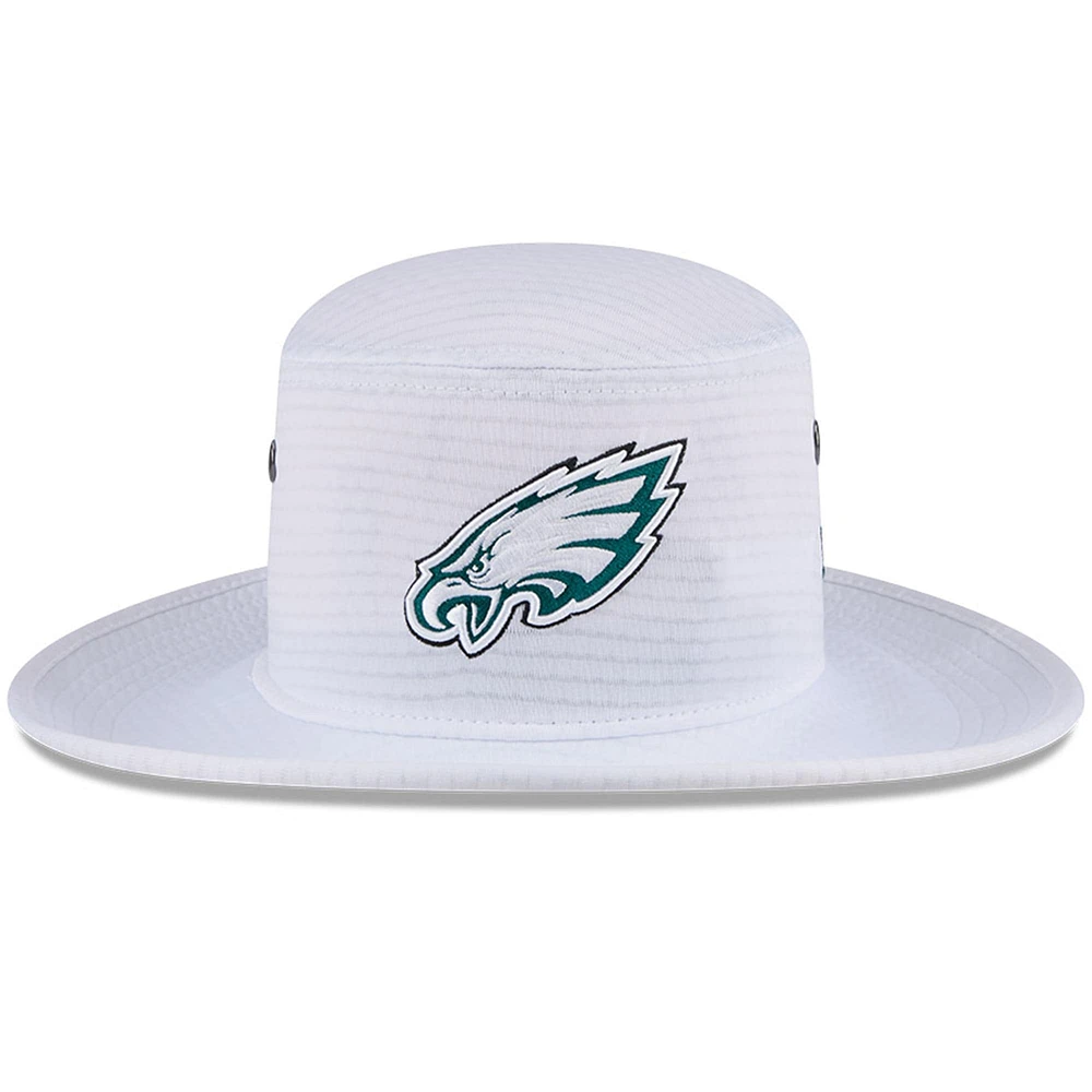 Men's New Era White Philadelphia Eagles 2024 NFL Training Camp Panama Bucket Hat