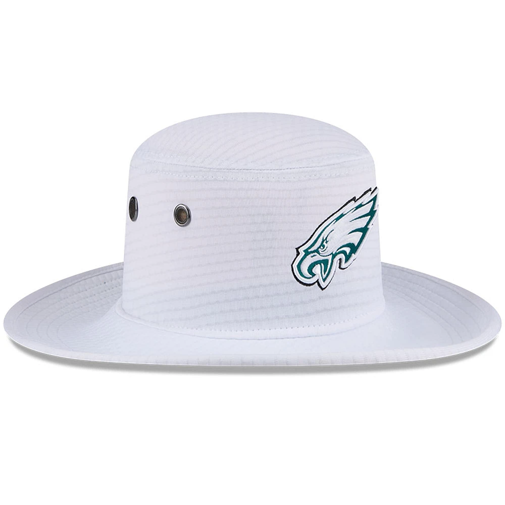 Men's New Era White Philadelphia Eagles 2024 NFL Training Camp Panama Bucket Hat