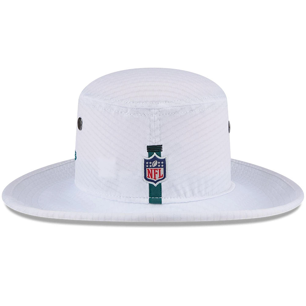 Men's New Era White Philadelphia Eagles 2024 NFL Training Camp Panama Bucket Hat