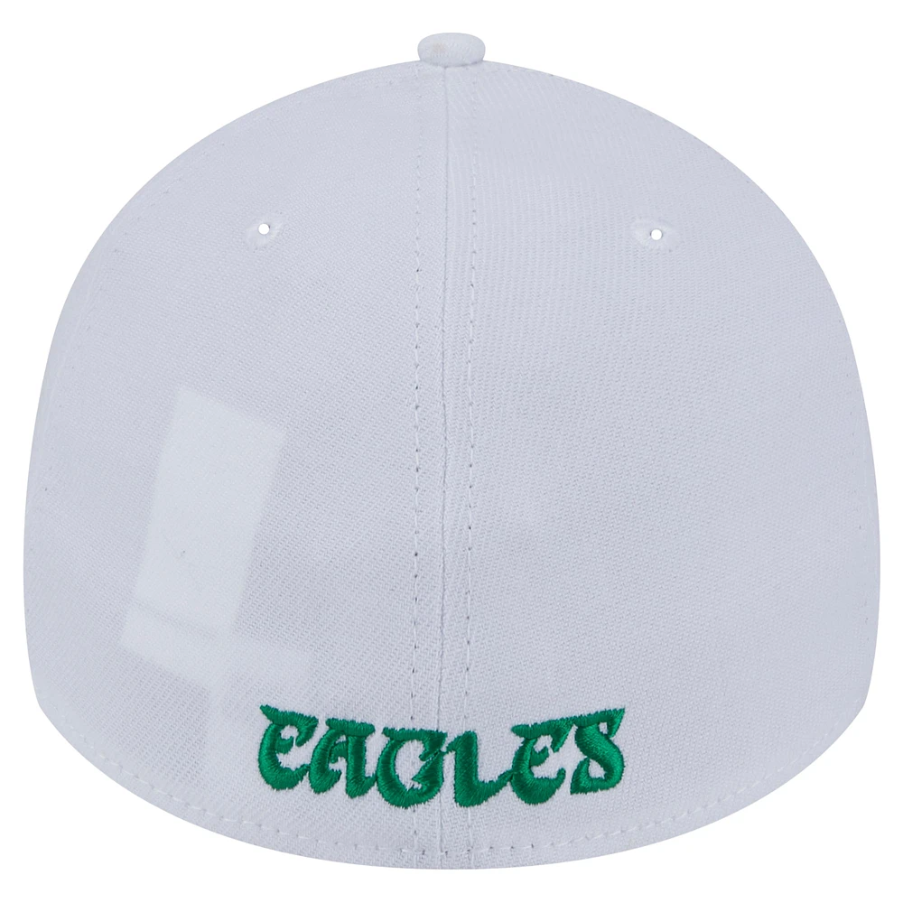 Men's New Era White Philadelphia Eagles Throwback 39THIRTY Flex Hat