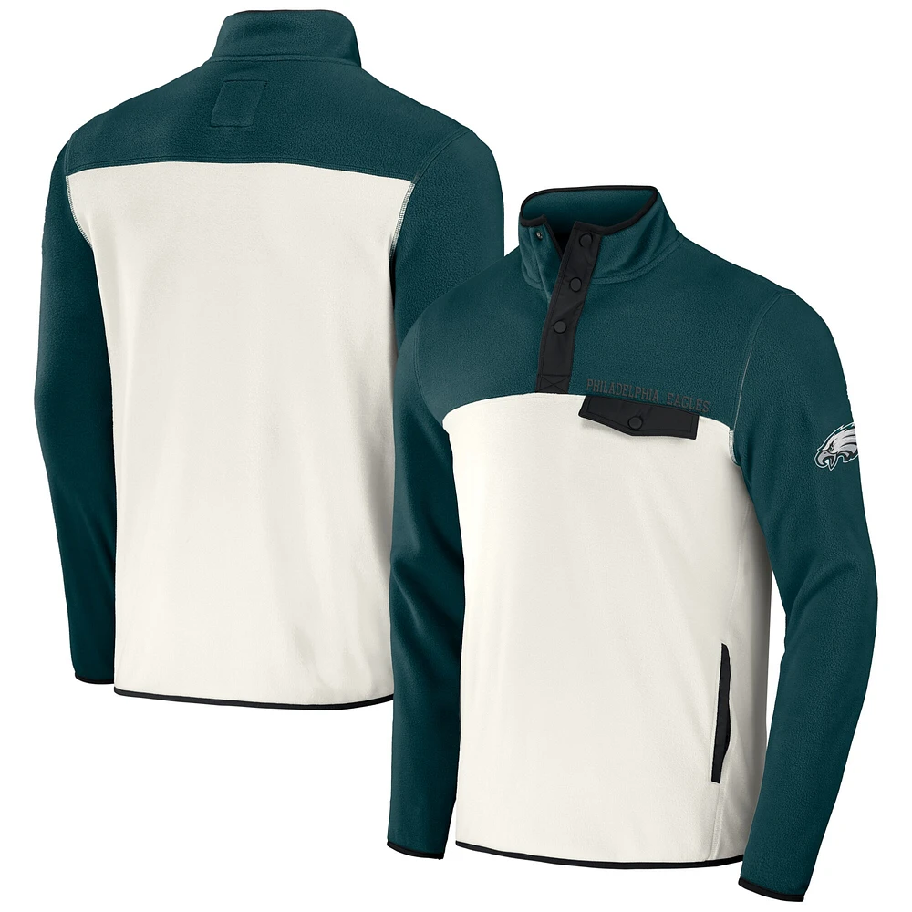 Men's NFL x Darius Rucker Collection by Fanatics Green/Cream Philadelphia Eagles Micro Fleece Quarter-Snap Jacket