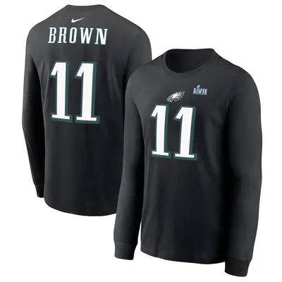 A.J. Brown Philadelphia Eagles Men's Black Name & Number Logo T