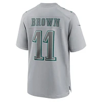 Men's Nike A.J. Brown Gray Philadelphia Eagles Super Bowl LVII Patch Atmosphere Fashion Game Jersey