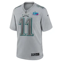 Men's Nike A.J. Brown Gray Philadelphia Eagles Super Bowl LVII Patch Atmosphere Fashion Game Jersey