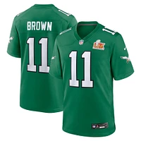 Maillot de match alternatif Nike A.J. Brown Kelly Green Philadelphia Eagles Super Bowl LIX pour homme