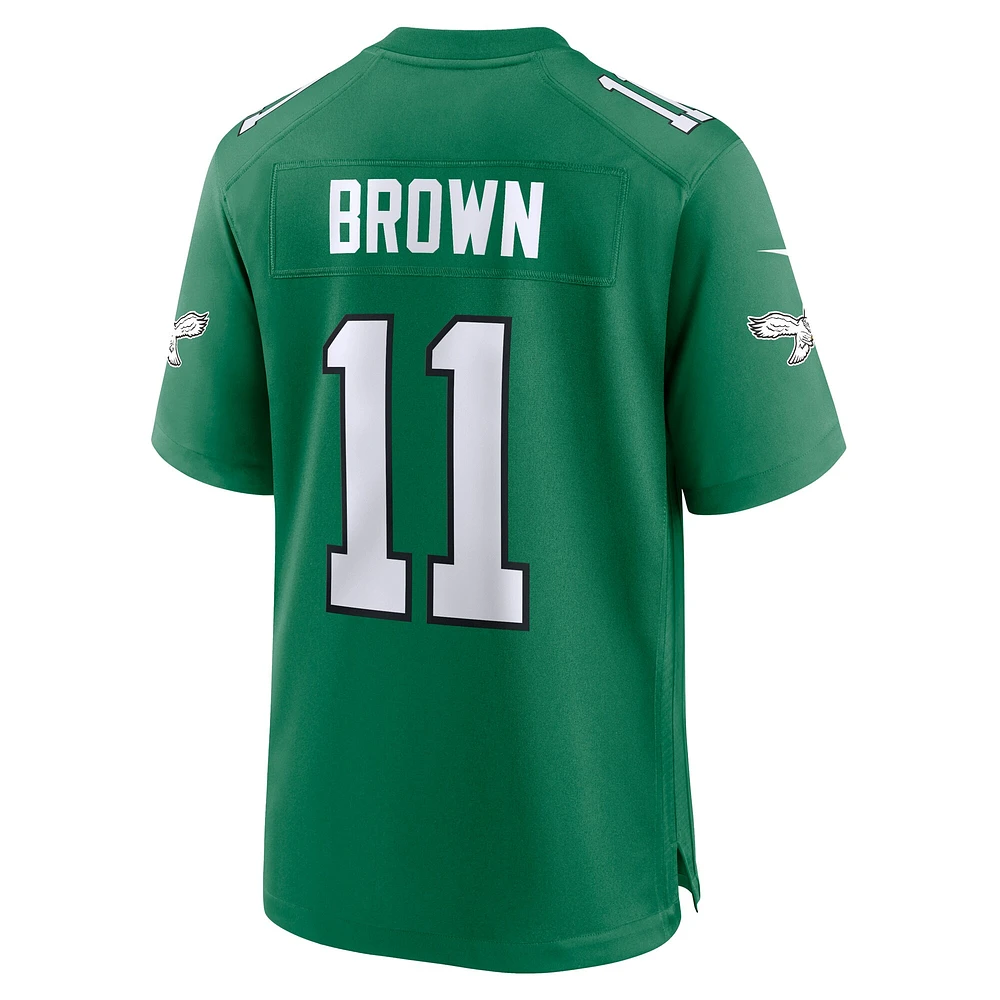 Maillot de match alternatif Nike A.J. Brown Kelly Green Philadelphia Eagles Super Bowl LIX pour homme