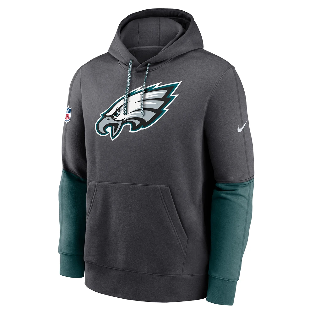 Men's Nike Anthracite Philadelphia Eagles 2024 Sideline Club Pullover Hoodie