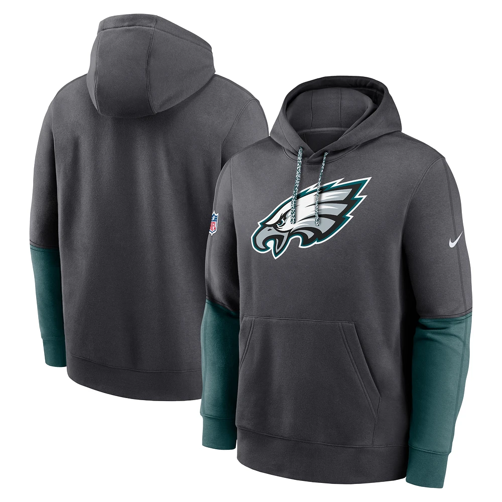 Sweat à capuche Nike anthracite Philadelphia Eagles 2024 Sideline Club pour homme