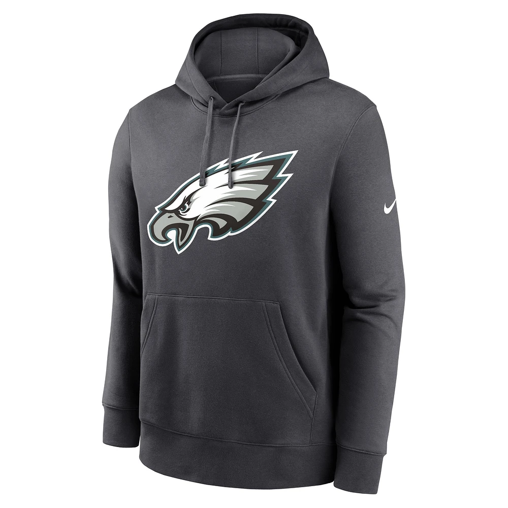 Sweat à capuche Nike Anthracite Philadelphia Eagles Club Logo pour homme