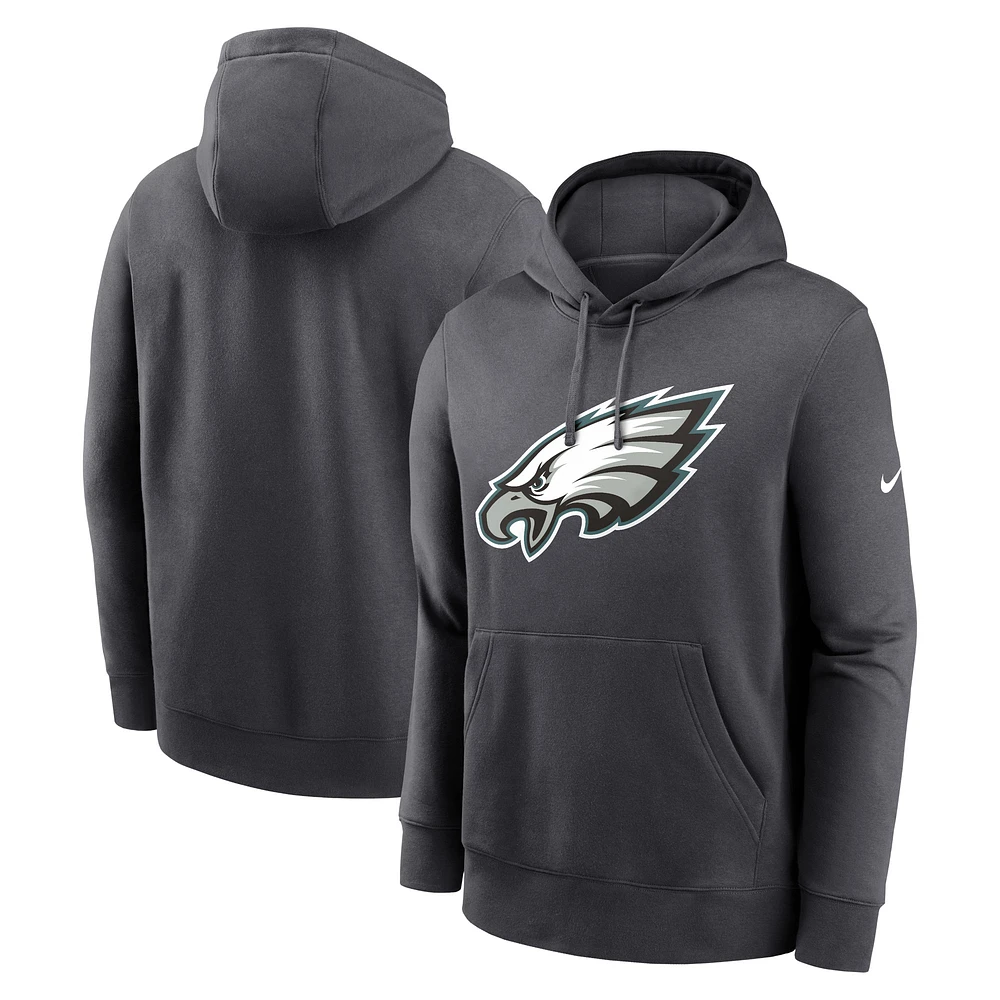 Sweat à capuche Nike Anthracite Philadelphia Eagles Club Logo pour homme